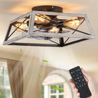LEDIARY Ceiling Fans With Lights Remote Control, 22 Inch Farmhouse Caged Flush Mount Ceiling Fan Low Profile, Small Industrial Rustic Quiet Ceiling Fan With Remote For Bedroom, Kitchen, Indoor Home
