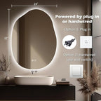 LED Bathroom Mirror with Lights 24x32, Stepless Dimmable Irregular Backlit Mirror with 3 Colors, Anti-Fog, Memory, Al-Alloy Lampshade, Frameless Smart Mirror for Bathroom (Horizontal/Vertical)