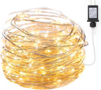Minetom Fairy Lights Plug in, 33Ft 100 LEDs Waterproof Silver Wire Firefly Lights, Adaptor Included, Starry String Lights for Wedding Indoor Outdoor Christmas Patio Garden Decoration, Warm White