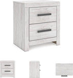 Signature Design by Ashley Cayboni Vintage 2 Drawer Nightstand with Safety Stop for Bedroom, 24.37" Tall, White
