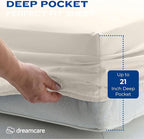 DREAMCARE King Size Sheets Set – 4 pcs Cooling Sheets – up to 21” Deep Pocket King Sheet Set – Hotel Luxury Sheets & Pillowcases – Superior Softness 100% Fine Microfiber with Side Pocket – Ivory