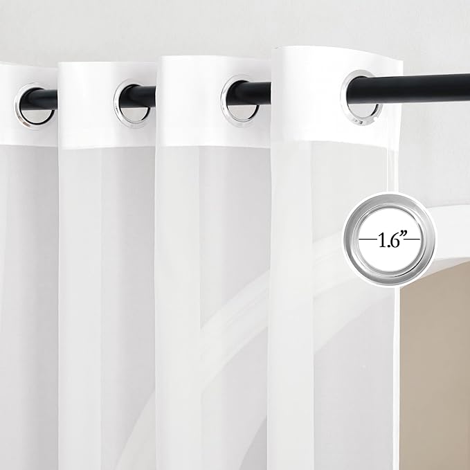 NICETOWN Sheer Curtains Panels for Bedroom - Soft Ivory Voile Drapes Balance Light for Nursery/Living Room (2 Panels, W54 x L72 Inches)