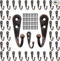 POZEAN 40 Pack Wall Hooks for Hanging, Heavy Duty Small Coat Hooks Wall Mounted for Living Room, Bathroom, Kitchen, Bedroom for Key, Cup, Bag, Hat, Scarf, and More (Oil Rubbed Bronze)