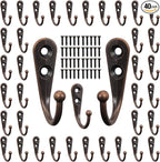 POZEAN 40 Pack Wall Hooks for Hanging, Heavy Duty Small Coat Hooks Wall Mounted for Living Room, Bathroom, Kitchen, Bedroom for Key, Cup, Bag, Hat, Scarf, and More (Oil Rubbed Bronze)
