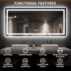 LOAAO 77X36 LED Bathroom Mirror with Lights, Anti-Fog, Dimmable, Backlit + Front Lit, Lighted Bathroom Vanity Mirror for Wall, Memory Function, Tempered Glass, ETL Listed