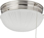 Westinghouse 6721000 Two-Light Flush-Mount Interior Ceiling Fixture with Pull Chain, Brushed Nickel Finish with Frosted Fluted Glass, Diameter: 8.75 Inches
