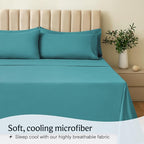 LuxClub 5 PC Split King Sheet Set, Breathable Luxury Bed Sheets, Deep Pockets Wrinkle Free Cooling Sheets Machine Washable Hotel Bedding Silky Soft - Teal Split King