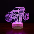 3D Night Lights for Children, Kids Night Lamp, Monster Trucks for Boys, 7 LED Colors Changing Lighting, Car Shape Acrylic Lighting Table Desk Bedroom Decoration, Cool Gifts Ideas Birthday Xmas