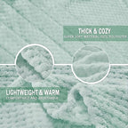 Exclusivo Mezcla Fleece Throw Blanket Extra Large, Super Soft and Warm Blankets for Couch, Sofa and Bed Waffle Textured, Cozy, Fuzzy and Lightweight (Mint Green, 50x70 Inches)