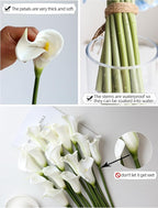 12 Piece 26" Calla Lily Artificial Flowers,Real Touch Long Stem Faux Calla Lillies for Tall Vases,Indoor Wedding Office Home Decor (White)