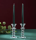 Crystal Candle Holder Set, 2 Pcs Taper Glass Candlestick Holders, Unity Clear Candle Holders for Dinning, Party, Wedding, Birthday, Multi Pillar Candelabra Candle Holder Stand Decorative