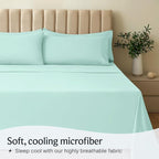 LuxClub 3 PC Sheet Set Bed Sheets Deep Pockets 16" Eco Friendly Wrinkle Free Cooling Machine Washable Hotel Bedding Silky Soft - Aquamarine Twin