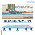SINWEEK Mattress Topper Memory Foam Mattress Topper 1.5 Inch Queen Soft Mattress Pad for Pressure Relief, 5-Zone Design, CertiPUR-US Certified
