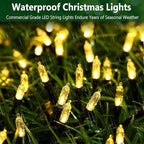Christmas Lights - Battery Operated 50 LED Mini String Lights With 8 Modes and Timer for Xmas Tree, Wreath, Party, Indoor Outdoor Decor - Waterproof, Warm White (2 Pack)