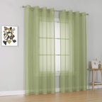 KEQIAOSUOCAI 2 Pieces Sage Sheer Curtains 84 Inches Long for Bedroom Bed Canopy Voile Grommet Sheer Window Drapes Panels for Living Room Dining Wedding Party Backdrop 54Wx84L Set of 2