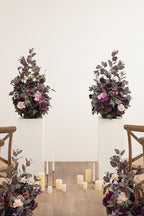 Ling's moment 41" Tall Fall Free Standing Artificial Flowers Arrangements 2pcs Wedding Aisle Runner Chair Decoration Fake deep Plum for Arch Entryway Ceremony Reception Church Rose Floral Party