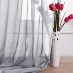 NICETOWN Sheer Window Scarfs W60 x L216 for Normcore Design, Voile Textured Sheer Curtains Easy to Concave Shape for Boys/Seniors, 2 Panels, Light Grey