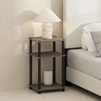 Furinno Just 3-Tier Turn-N-Tube Open Storage Nightstand, 2-Pack, Plastic Poles, French Oak/Black