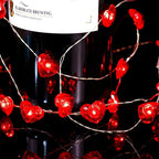 BOHON Valentine Day Decorations 10 ft 40 LEDs Red Heart Shaped Twinkle Fairy String Lights Battery Operated for Kids Bedroom Wedding Indoor Party Valentine's Day Mother's Day Decor with Remote