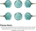 Perilla Home Set of 6 Crystal Bubble Knobs - Modern Light Blue Decorative Bubble Glass Pulls - for Home Decor Drawers, Knobs, Kitchen, Cabinet, Hardware, Cupboard, Door, Dresser, Wardrobe and Drawer
