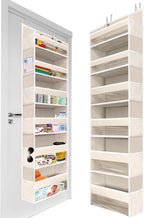 HOMELUX THEORY 1 PC Heavy Duty Over the Door Organizer 55x14x6.7, 6 Large Front & 12 Side Pockets, Hanging Storage Closet Door Organizer for Bedroom, Bathroom and Baby Nursery Storage (Ivory)