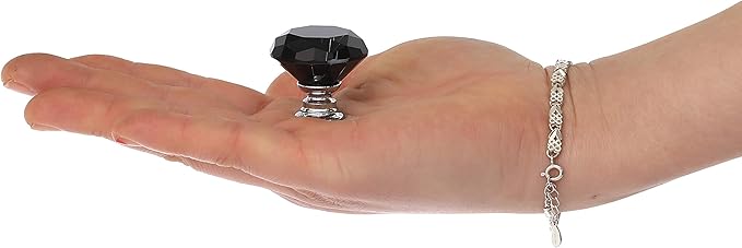DEELF 25 Packs Kitchen Cabinet Knobs, 30 mm Crystal Cabinet Knobs, Diamond Dresser Handle Drawer Pulls, Dresser Knobs for Cabinets and Drawers, Black