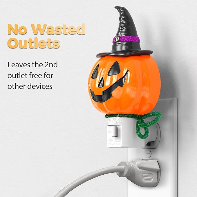 DORESshop Pumpkin Night Light, 3000K Night Lights Plug into Wall,Cute & Funny Halloween Decor Night Light for Kids,Plug in Nightlight with 360° Rotatable, Halloween Party Pumpkin Decor,2 Pack