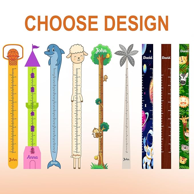 Personalized Growth Chart for Wall, Wooden Height Chart for Kids, Cute Height Measurement for Child/Girls/Boys, Baby and Toddler's Playroom/Kid's Room/Nursery Decor, Coconut Tree