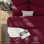 CozyLux Queen Comforter Set Burgundy, 7 Pieces Bed in a Bag, Red Comforter Queen Size, All Season Bedding Sets with Stitch Quilted Comforter, Flat Sheet, Fitted Sheet, Pillowcases