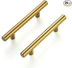 Ravinte 24 Pack 5 Inch Cabinet Pulls Brushed Brass Stainless Steel Kitchen Drawer Pulls Cabinet Handles 5”Length, 3” Hole Center