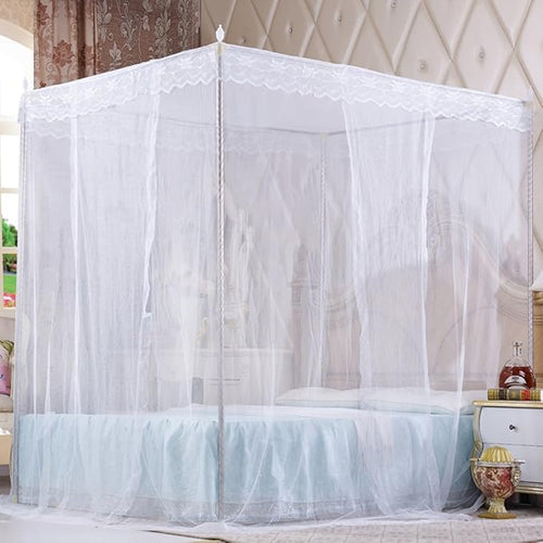 4 Corners Princess Bed Curtain Canopy Canopies for Girls Boys Adults Bed Gift Bedroom Decoration (Full, White)