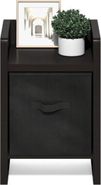 Furinno Viola Side Table, Thick Frame End Table with Storage Bin, Night Stand, Bedside Table, for Living Room, Bedroom, Dark Oak