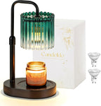 Candle Warmer Lamp with Timer: Emerald Green Candle Warming Lamp with 2 Bulbs Height Adjustable Wax Melt Dimmable Bedroom Decor Christmas Gift for Women