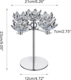 Crystal Candle Holders Lotus Candelabras Silver Arch Candlestick, Centerpiece Table, Home Hecor for Wedding, Dinning Room, Coffee Table, Kitchen, Living Room, Entryway (5 Arms, Taper Candle)
