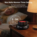 Wax Melt Warmer 3-in-1 Candle Warmer with Timer, Electric Scented Wax Melter Fragrance Wax Cube Burner for Home Bedroom Office, 8H Auto Shut Off 3 Temperature Setting (Black)