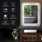 24x36 LED Bathroom Mirror with Lights, Rounded Rectangle Mirror with Double Lights, Backlit + Front Lit, Anti-Fog LED Mirror for Bathroom, Dimmable Lighted Bathroom Mirror(Horizontal/Vertical)