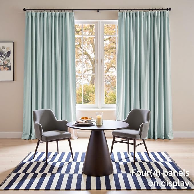Lazzzy Velvet Blackout Curtains Thermal Insulated Room Window Drapes Super Soft Luxury Curtains for Living Room Bedroom Rod Pocket 2 Panels, Misty Blue, 52" W x 108" L