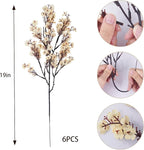 Uieke 6 Pcs Artificial Flowers Baby Breath Faux Champagne Artificial Gypsophila Bouquet Fake Silk Flowers Real Touch for Home Office Kitchen Wedding Wall DIY Room Farmhouse Décor