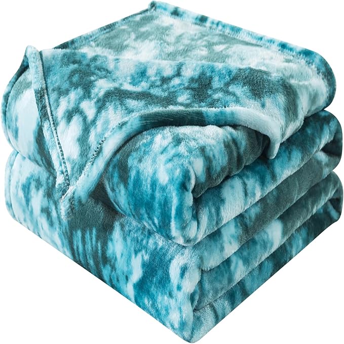 Fuzzy Throw Blanket Travel Size - Teal, Soft and Comfy, Plush and Furry Faux Fur, Reversible Throw Blankets for Sofa and Bed, 50x60 Inches,Teal