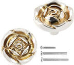Uenhoy 5 Pcs Antique Silver Rose Drawer Knobs Vintage Dresser Knobs Zinc Alloy Rose Flower Cabinet Knobs for Dresser Vanity Nightstand Closet with Screws