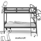 Storkcraft Caribou Bunk Bed Twin Over Twin Bunk Bed (Gray) - GREENGUARD Gold Certified, Twin Bunk Beds for Kids, Converts to 2 Individual Twin Beds, Bunk Beds for Kids