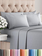 Full 6 Piece Sheet Set - Comfy Breathable & Cooling - Ultra-Soft Hotel Luxury Bedding Set with 8-16 Inch Deep Pockets - 1 Flat & 1 Fitted Sheet & 4 Pillowcases - Wrinkle Free & Easy Care - Steel Blue