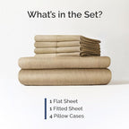 Queen 6 Piece Sheet Set - Comfy Breathable & Cooling - Soft Hotel Luxury Bedding Set with 8-16 Inch Deep Pockets - 1 Flat & 1 Fitted Sheet & 4 Pillowcases - Wrinkle Free & Easy Care - Heathered Tan