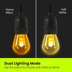 Feit Electric LED String Lights with Flame Bulbs Effect, 12ft Commercial Grade and Shatter Resistant String Lights, 6 Sockets, Linkable, 15,000-Hour Lifetime, SL12-6/FLAME, 7 Bulbs Included