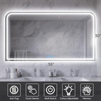 LED Bathroom Mirror, 55"x 30" LED Mirror with Lights for Bathroom, Lighted Vanity Mirrors for Wall, Anti-Fog, Dimmable, Tempered Glass, Memory Function, 3 Colors, Safe Use (White)