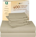 California Design Den 6 Piece Queen Sheet Set with 4 Pillowcases - Soft 400 Thread Count Sateen, 100% Cotton Sheets Queen Size Bed Set with Deep Pockets, Cool and Durable Bedding - Beige (Golden Tone)