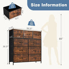 DUMOS Dresser for Bedroom, Storage Organizer with 9 Drawers, Chest of Drawers with Fabric Bins, Sturdy Metal Frame, Wood Tabletop for Guest Room, Closet, Entryway, Nursery