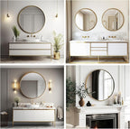 Gold Round Mirror 16 inch, Small Round Mirror, Gold Circle Mirrors, Metal Frame Circle Mirrors for Bathroom, Bedroom, Vanity, Wall Decor.