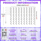 Curtain Light for Bedroom, 200LED 6.6x6.6ft Purple Window Wall Hanging Fairy Curtain String Light, 8 Modes Remote Fairy String Lights Indoor for Wedding Party Home Garden Decorations