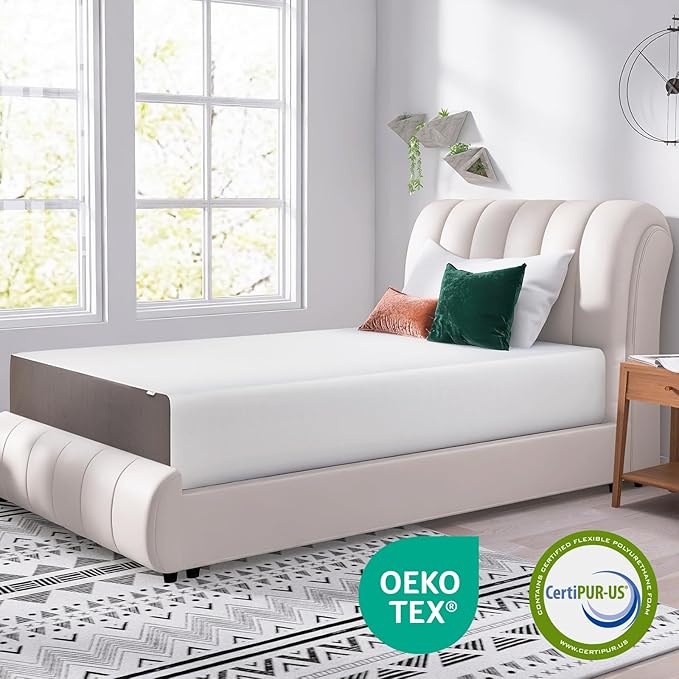 Amazon Basics Memory Foam Mattress, Medium Firm, 12 Inch, Full, White/Grey
